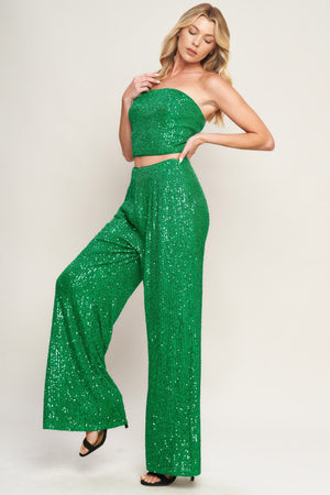 CHARMING COMPOSURE SEQUIN TOP AND BOTTOM SET