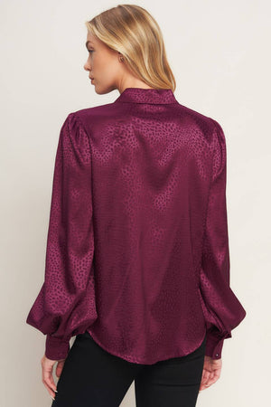 SCARLET LEOPARD WOVEN TOP