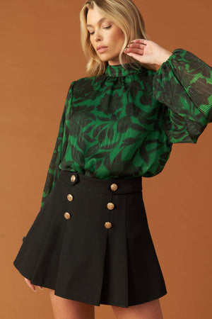 NOIR LEAF GREEN WOVEN TOP