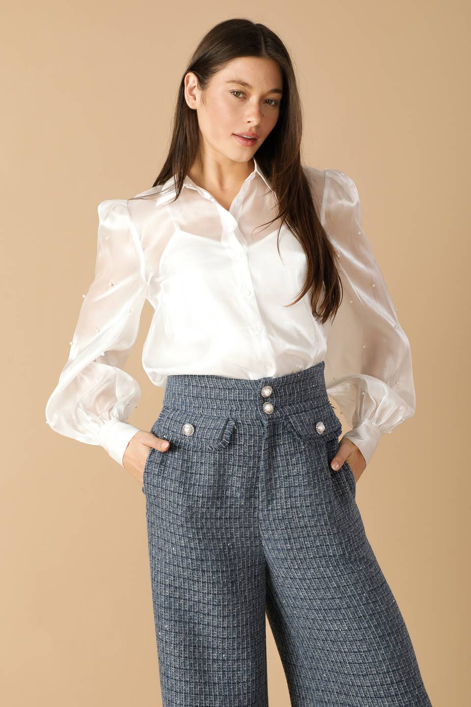 GIRL ON THE GO ORGANZA TOP