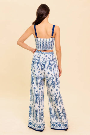 MODERN APPROACH NAVY WOVEN TOP AND PANT SET