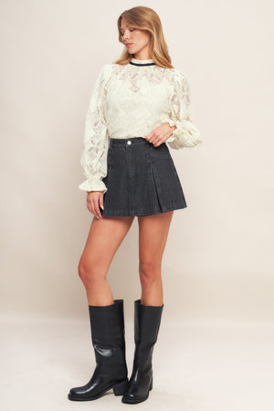 PRECIOUS LOOK IVORY WOVEN LACE TOP