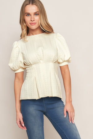 CREAM TWIST WOVEN TOP