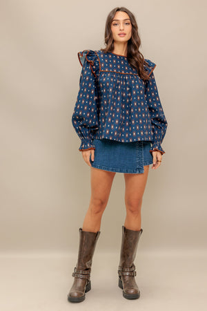 WESTERN CHARM  WOVEN TOP