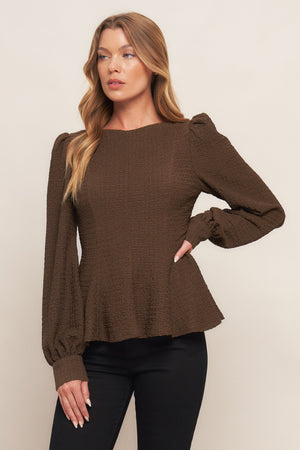 COFFEE DATE BROWN WOVEN TOP