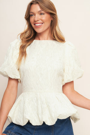 VANILLA SCALLOP WOVEN TOP