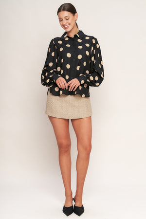 URBAN CIRCLES WOVEN TOP
