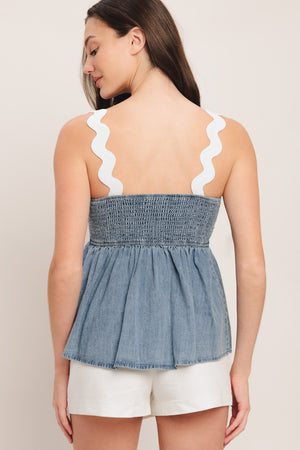 RELAXED DRAPE LIGHTWEIGHT DENIM TOP