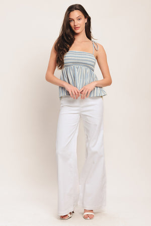 COASTAL DAY STRIP WOVEN TOP