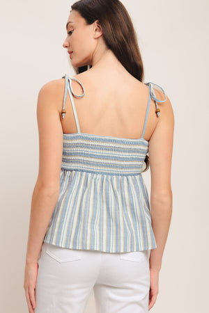 COASTAL DAY STRIP WOVEN TOP