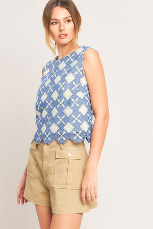 COASTAL WOVEN LACE TOP