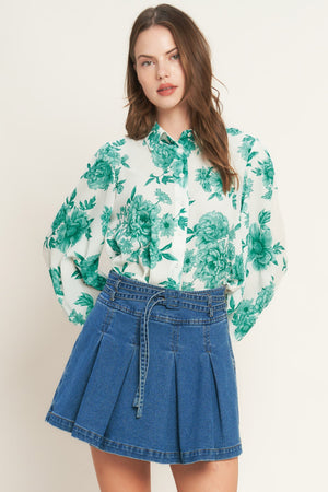 BOTANICAL POP WOVEN TOP