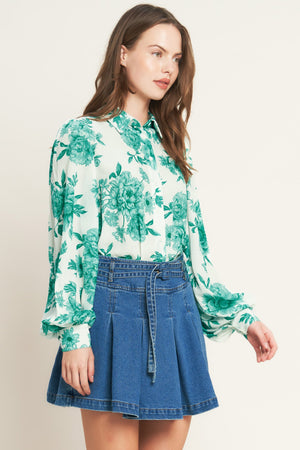 BOTANICAL POP WOVEN TOP