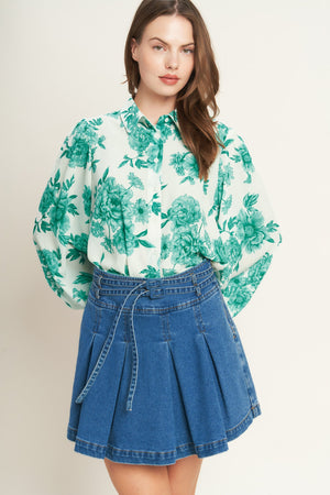 BOTANICAL POP WOVEN TOP