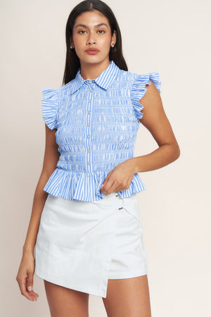 EFFORTLESSLY SWEET STRIPED WOVEN TOP