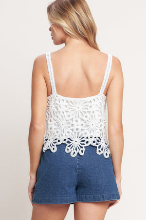 SUNLIT LACE STORY CROCHET LACE TOP
