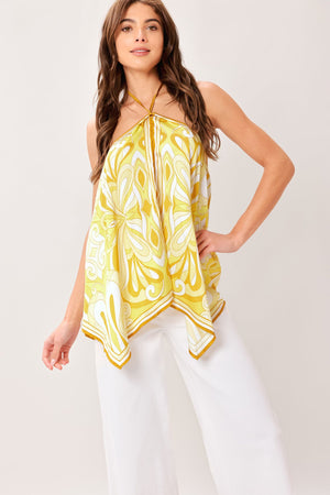 Golden Swirl Woven Hanky Top