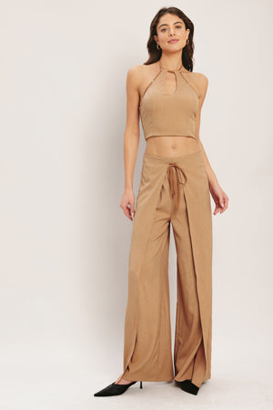 Caramel Coast Woven Crop Top