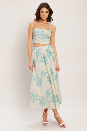 LAGOON BLOSSOM WOVEN TOP AND SKIRT