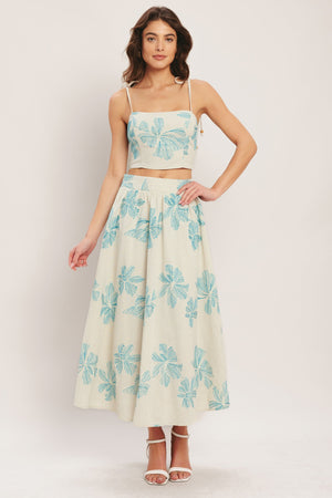 LAGOON BLOSSOM WOVEN TOP AND SKIRT
