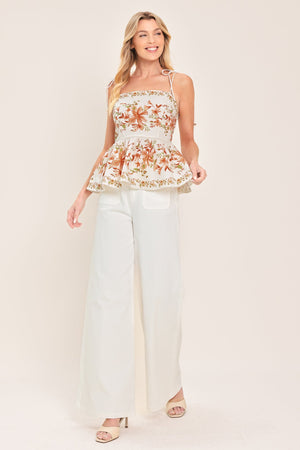 VILLA ROSA PEPLUM LOOK WOVEN TOP