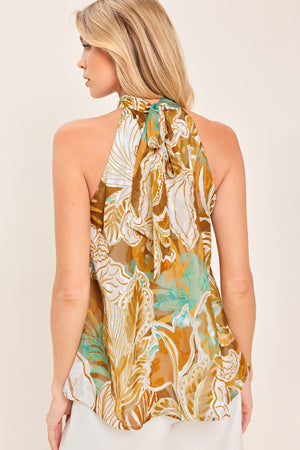 GOLDEN SHORES FLOW WOVEN JACQUARD TOP