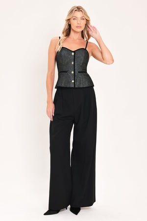 METALLIC HOURGLASS WOVEN TOP