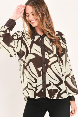 VANILLA VINE MOSAIC WOVEN TOP