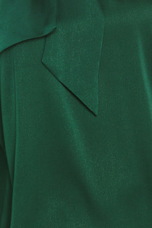 FOREST POISE HUNTER GREEN TIE-NECK RAGLAN TOP