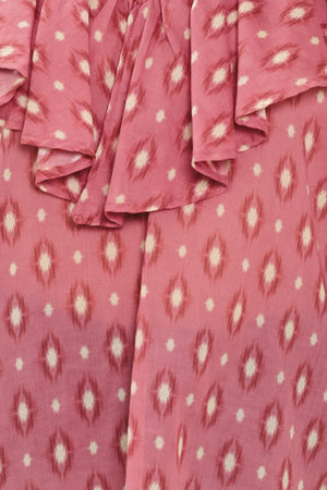 ROSE IKAT RUFFLE WOVEN TOP