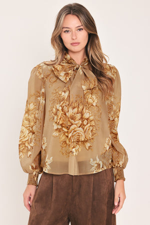 MOONLIT GARDEN BOW TIE BLOUSE