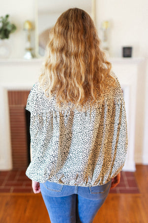 Perfectly Poised Ivory Animal Print Floral Embroidery Button Down Top