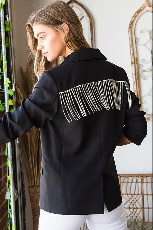 Holiday Glam Tassel Blazer