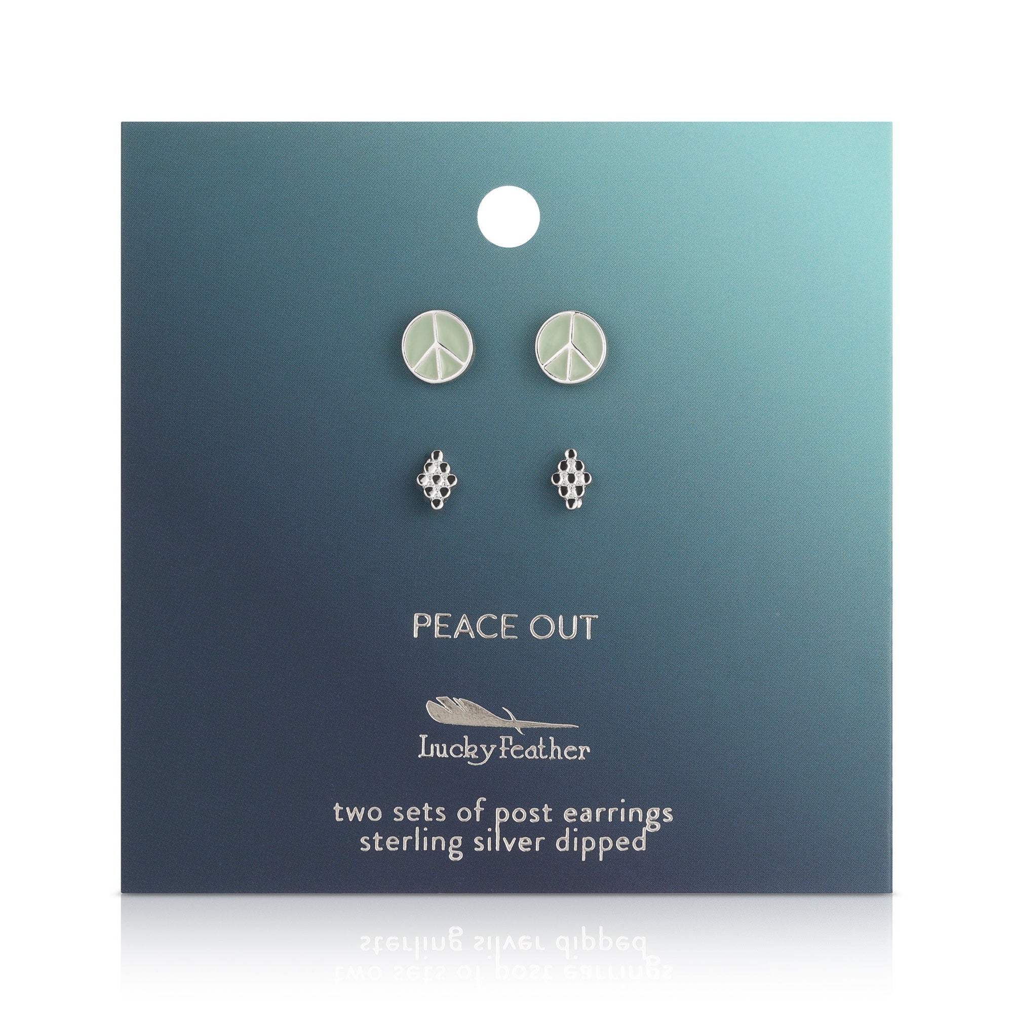 Peace Out - Peace Sign + Diamond Dots Studs by Lucky Feather