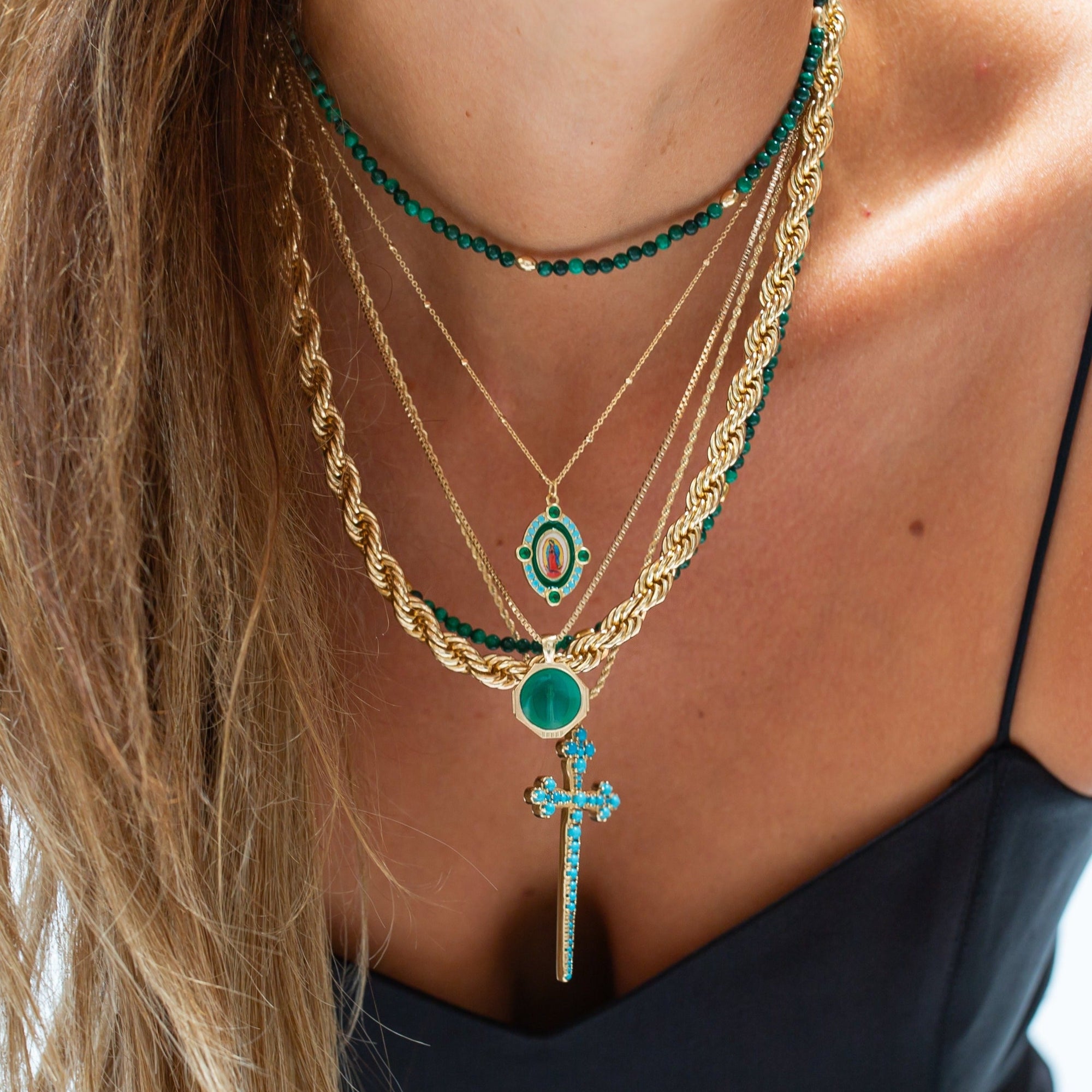 Athena Turquoise Cross Necklace