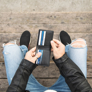 Large Billfold Wallet with RFID protection - Black