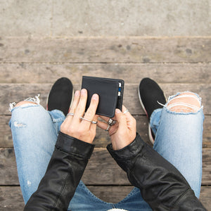 Large Billfold Wallet with RFID protection - Black