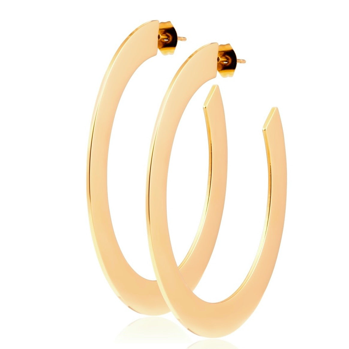 18k Gold Plated Large Flat Hoop