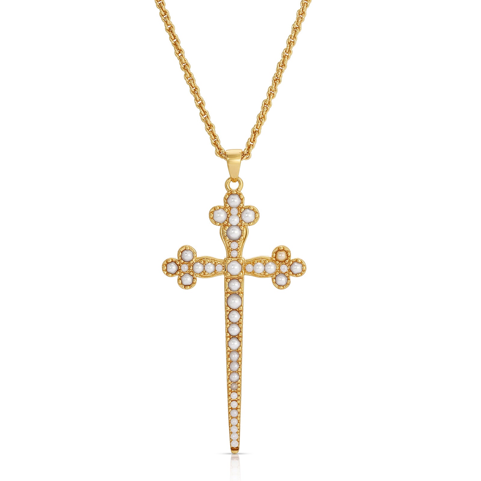 Athena Pearl Cross Necklace
