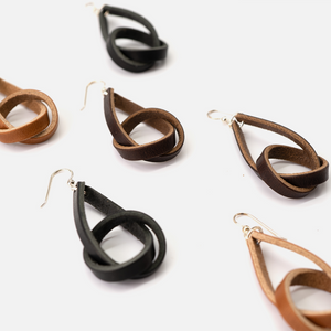 Full Grain Leather Knot Earrings