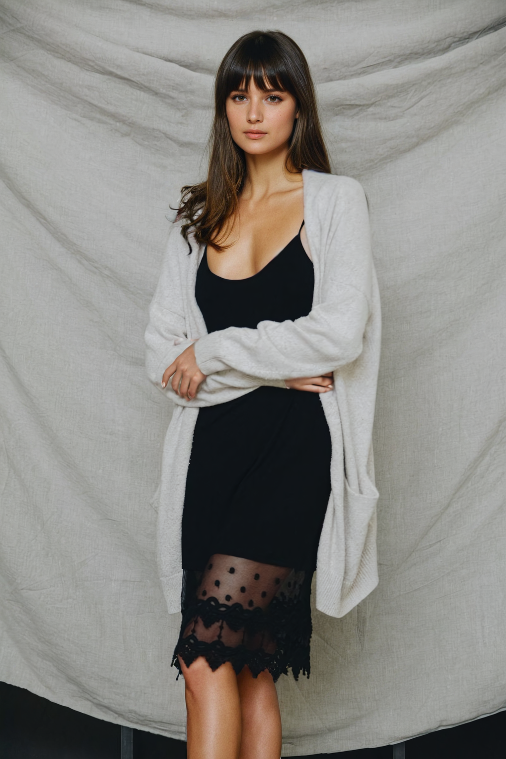Polkadot Lace Slip Dress - Medium / Mocha Polkadot Lace Slip Dress - Medium / Mocha
