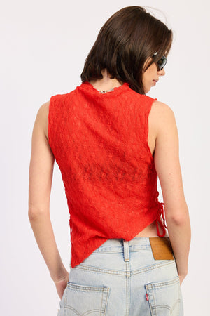 Side Tie Mock Neck Top
