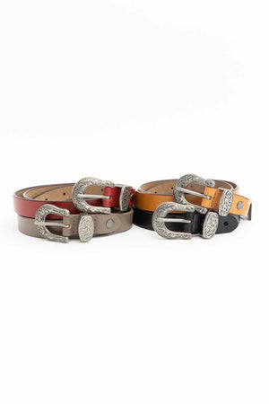 Western Style Skinny Leather Belt - Cowgirl Chic Leto Collection
