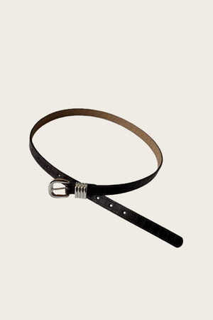 Wild Elegance: Faux Alligator Skin Patterned Leather Belt