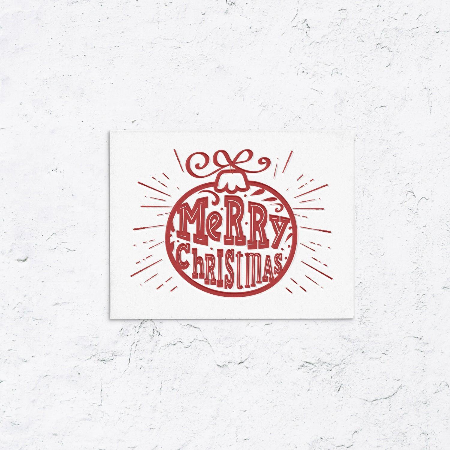 Merry Christmas Letterpress Ornament Cards Box Set of 10