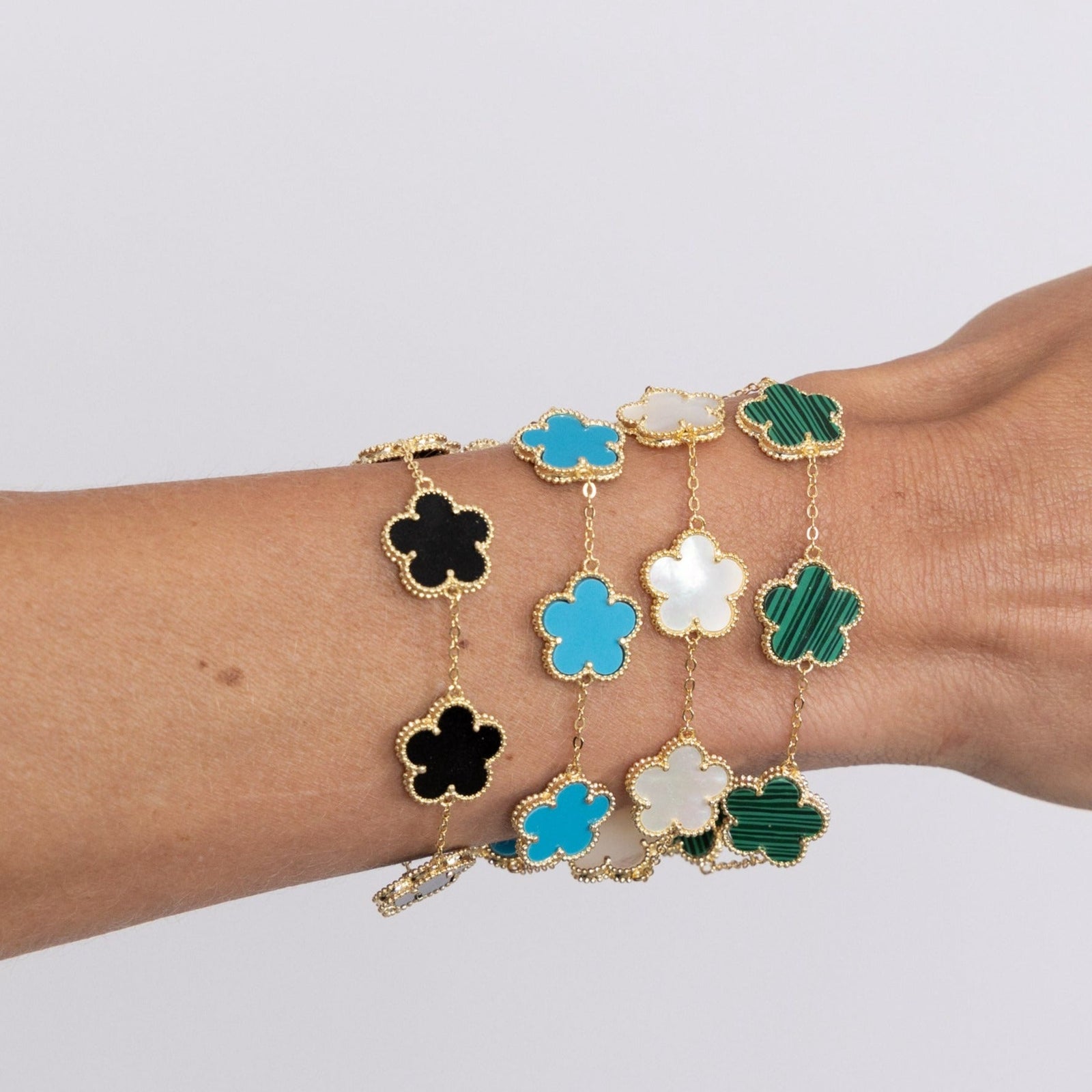 Adeline Clover Bracelet - Onyx, Turquoise or Tiger Eye