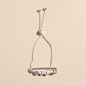 Phi Sigma Sigma Sorority Safety Pin Bracelet - Officially Licensed