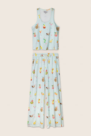 It's Five O'clock Somewhere Cocktail Print Long PJ Set