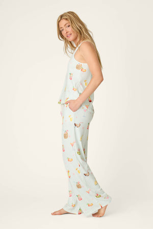 It's Five O'clock Somewhere Cocktail Print Long PJ Set