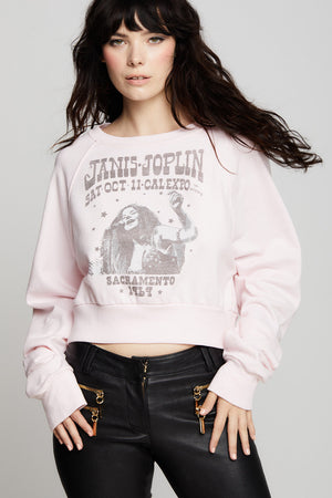 Janis Joplin 1969 Tour Cropped Sweatshirt by Recycled Karma Brands